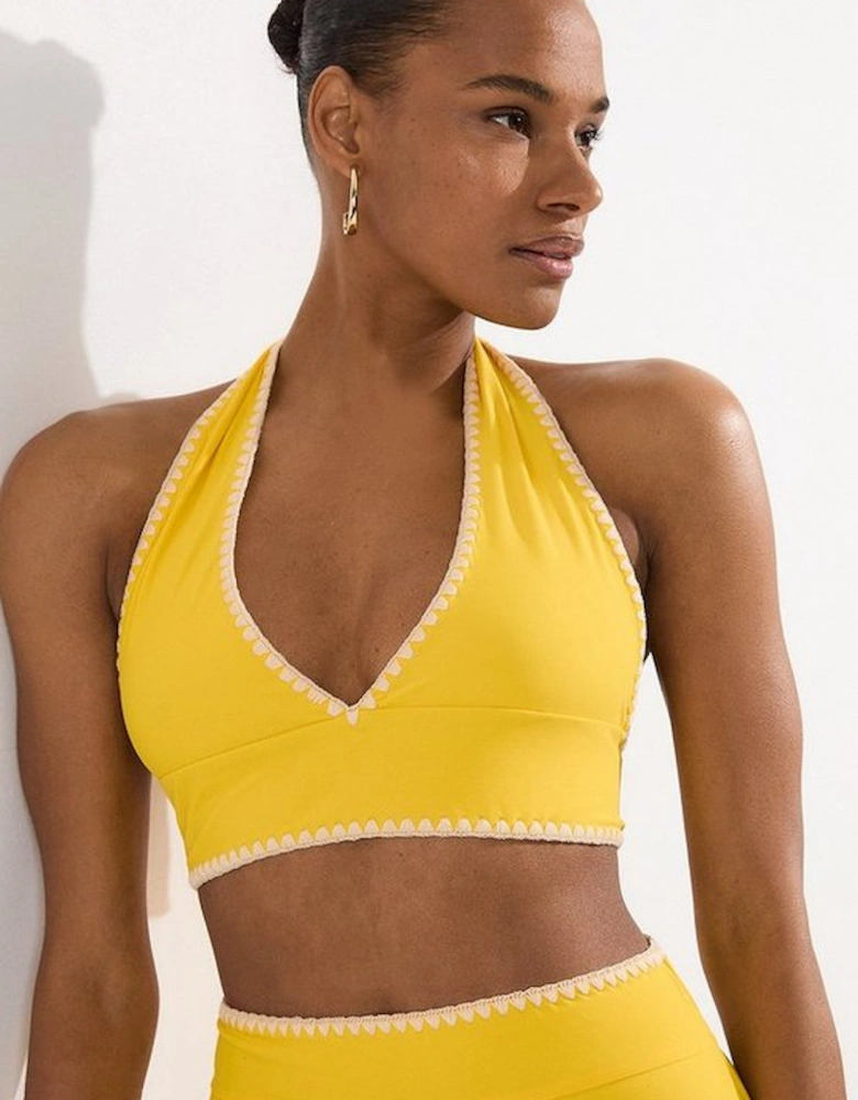 Stitch Detail Plunge Bikini Top