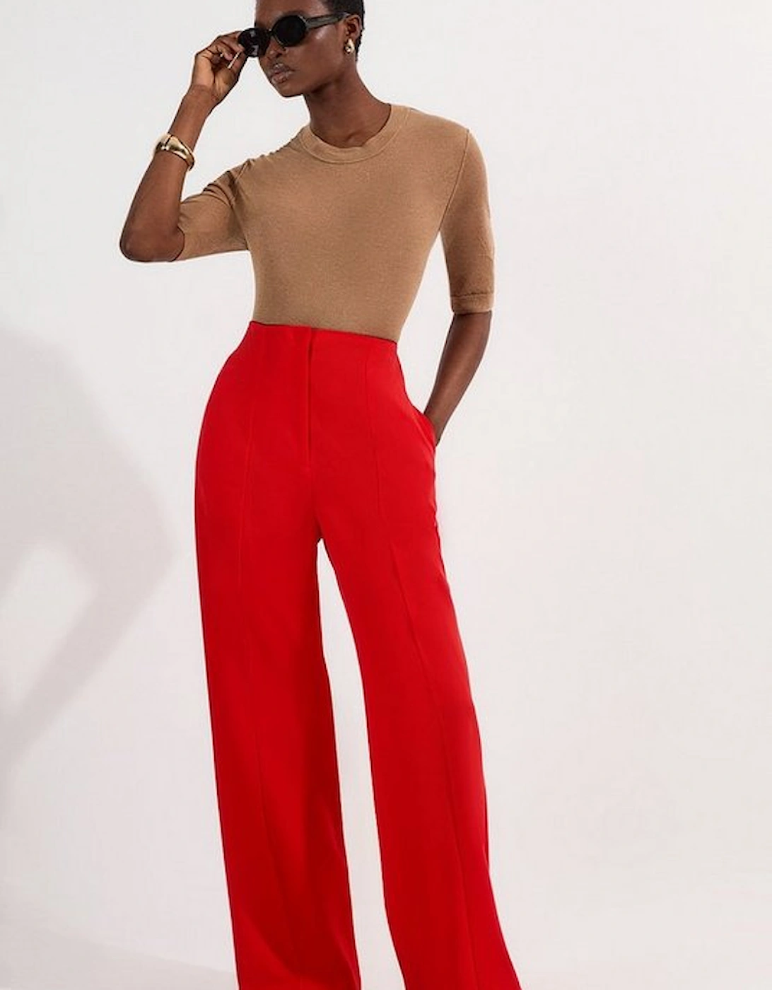 Tailored Drape High Waist Wide Leg Trousers, 4 of 3