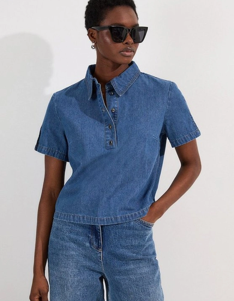 Denim Short Sleeve Button Shirt