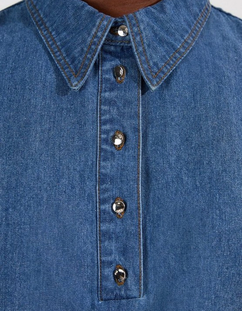 Denim Short Sleeve Button Shirt