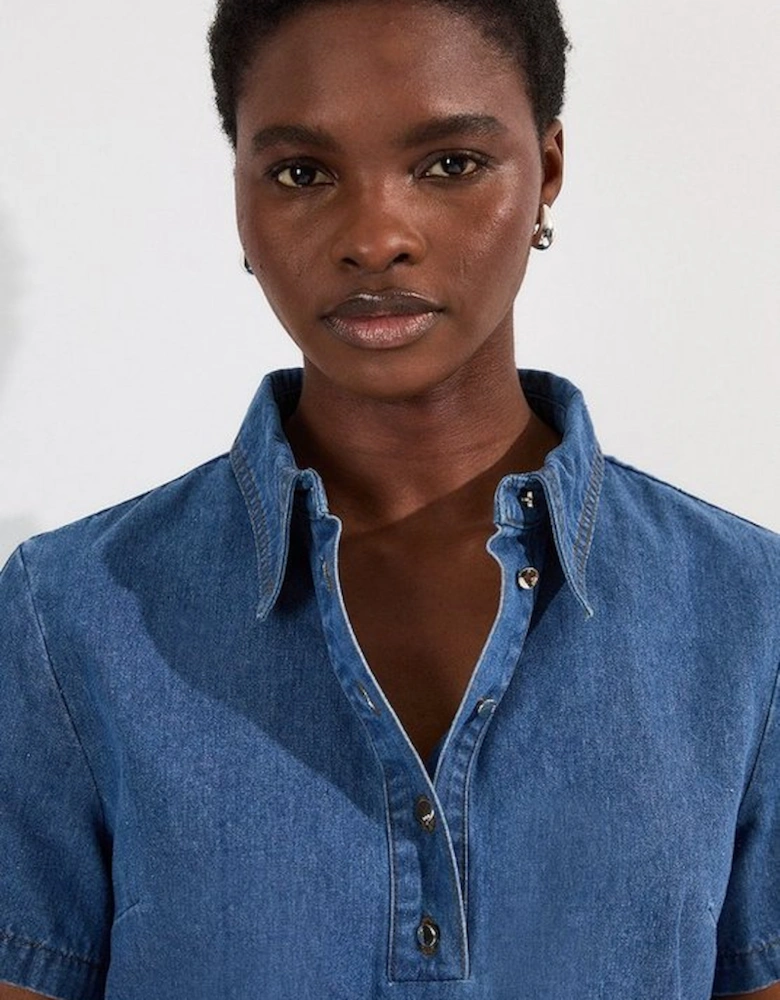 Denim Short Sleeve Button Shirt