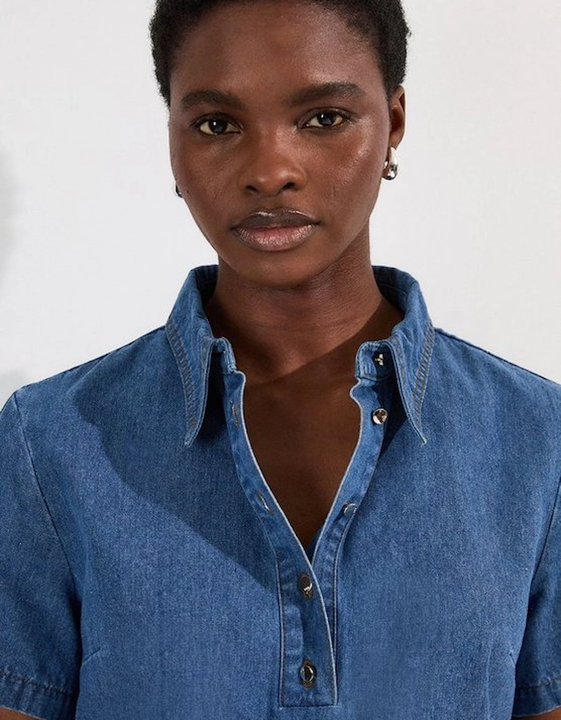 Denim Short Sleeve Button Shirt