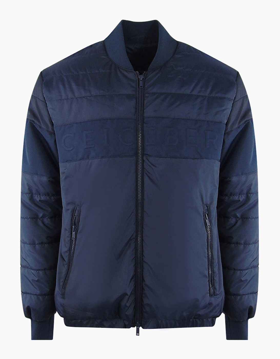Men's Ice Iceberg Plain Padded Navy Blue Bomber Jacket - Size: 40/Regular