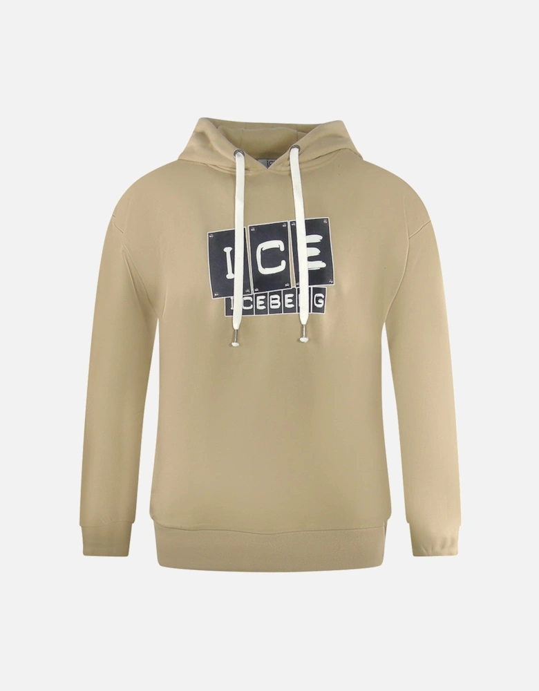 Bold Blocked Logo Beige Hoodie