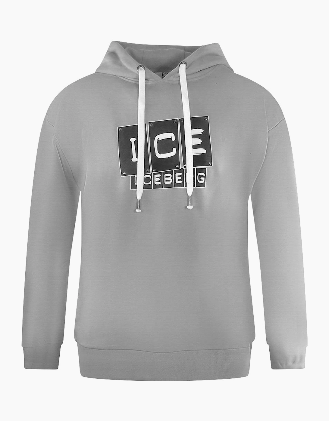 Iceberg Men's Ice Iceberg Bold Blocked Logo Grey Hoodie
