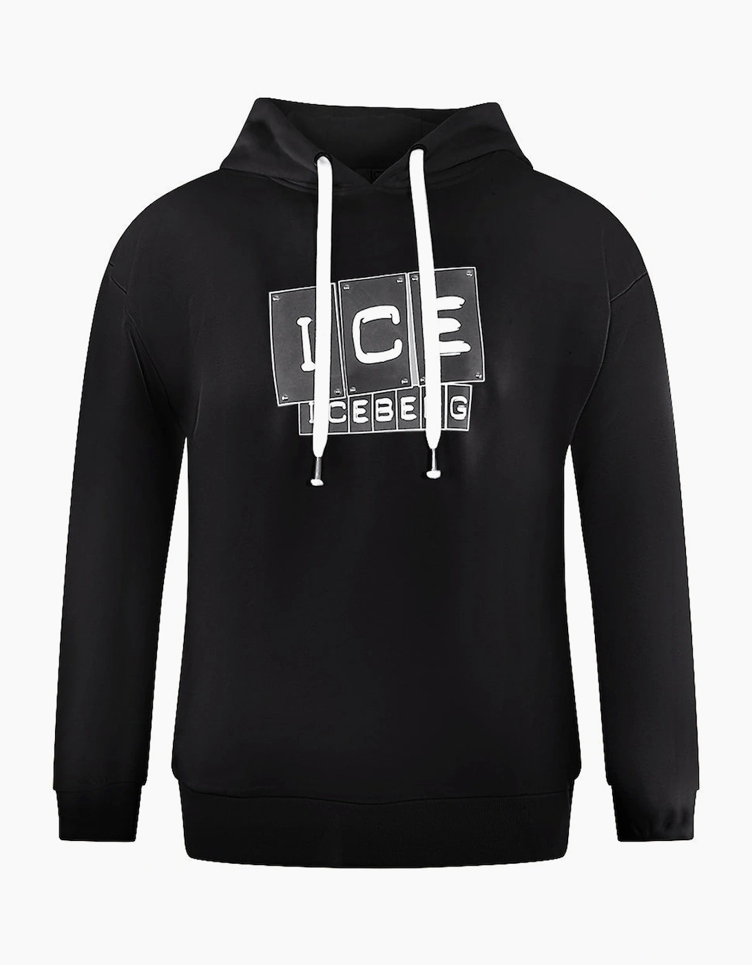 Iceberg Men's Ice Iceberg Bold Blocked Logo Black Hoodie