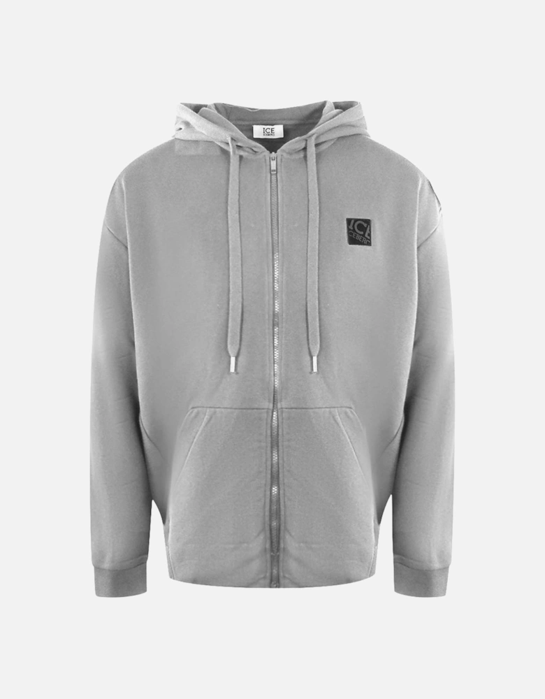 Small Block Logo Grey Zip-Up Hoodie