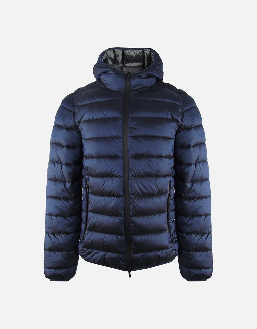 Plain Padded Hooded Dark Navy Blue Jacket, 3 of 2