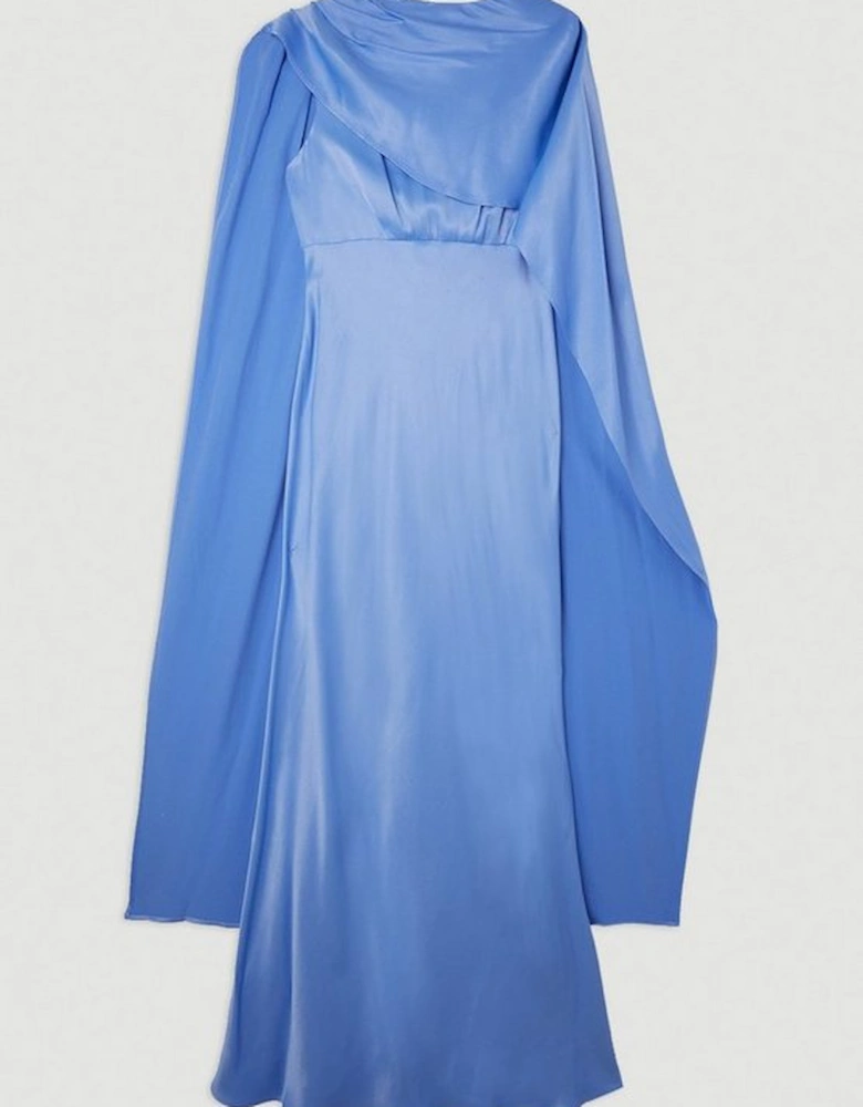 Viscose Satin Draped Midi Dress