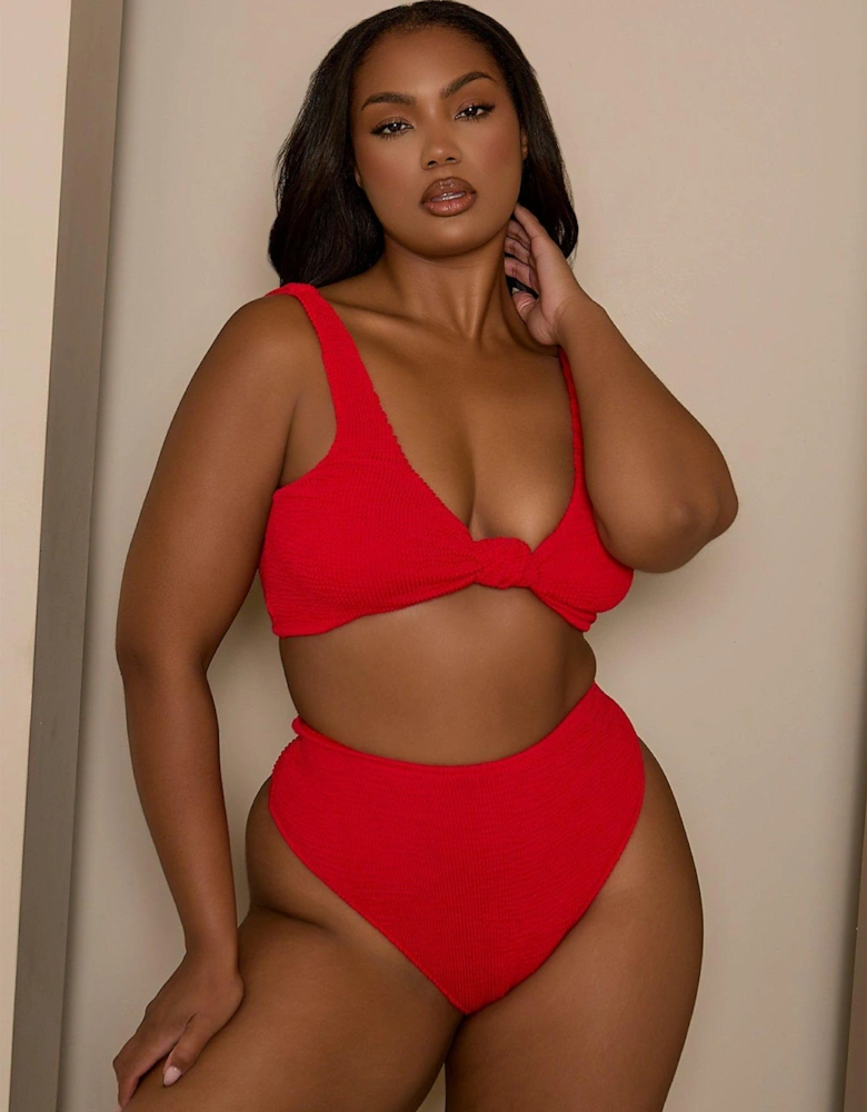 Curve Scrunch High Waist Bottom - Red