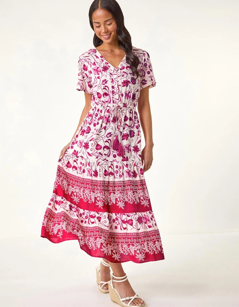 Petite Floral Midi Dress - Pink