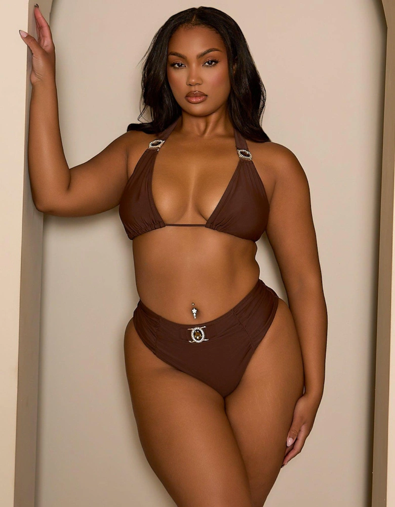 Curve Amore Triangle Bikini Top In Coffee - Brown