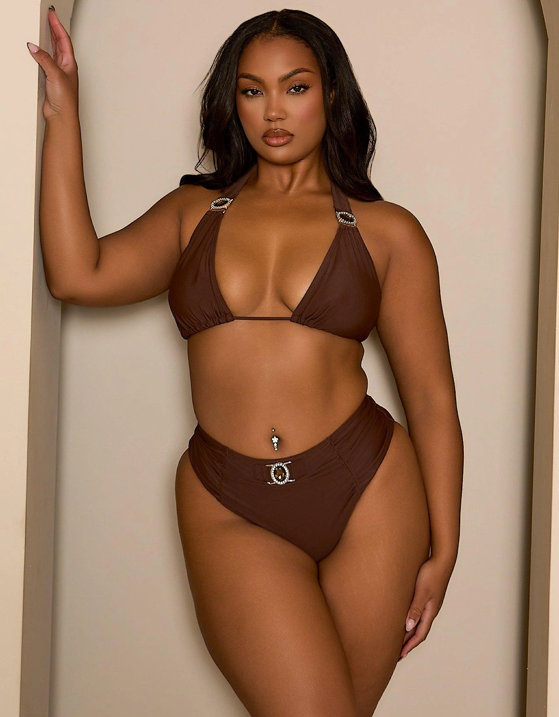 Curve Amore Triangle Bikini Top In Coffee - Brown, 2 of 1