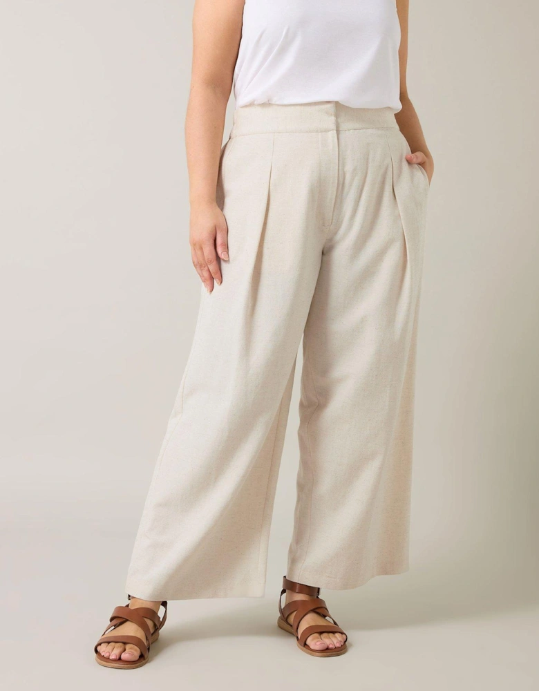 Linen Wide Leg Trousers - Natural