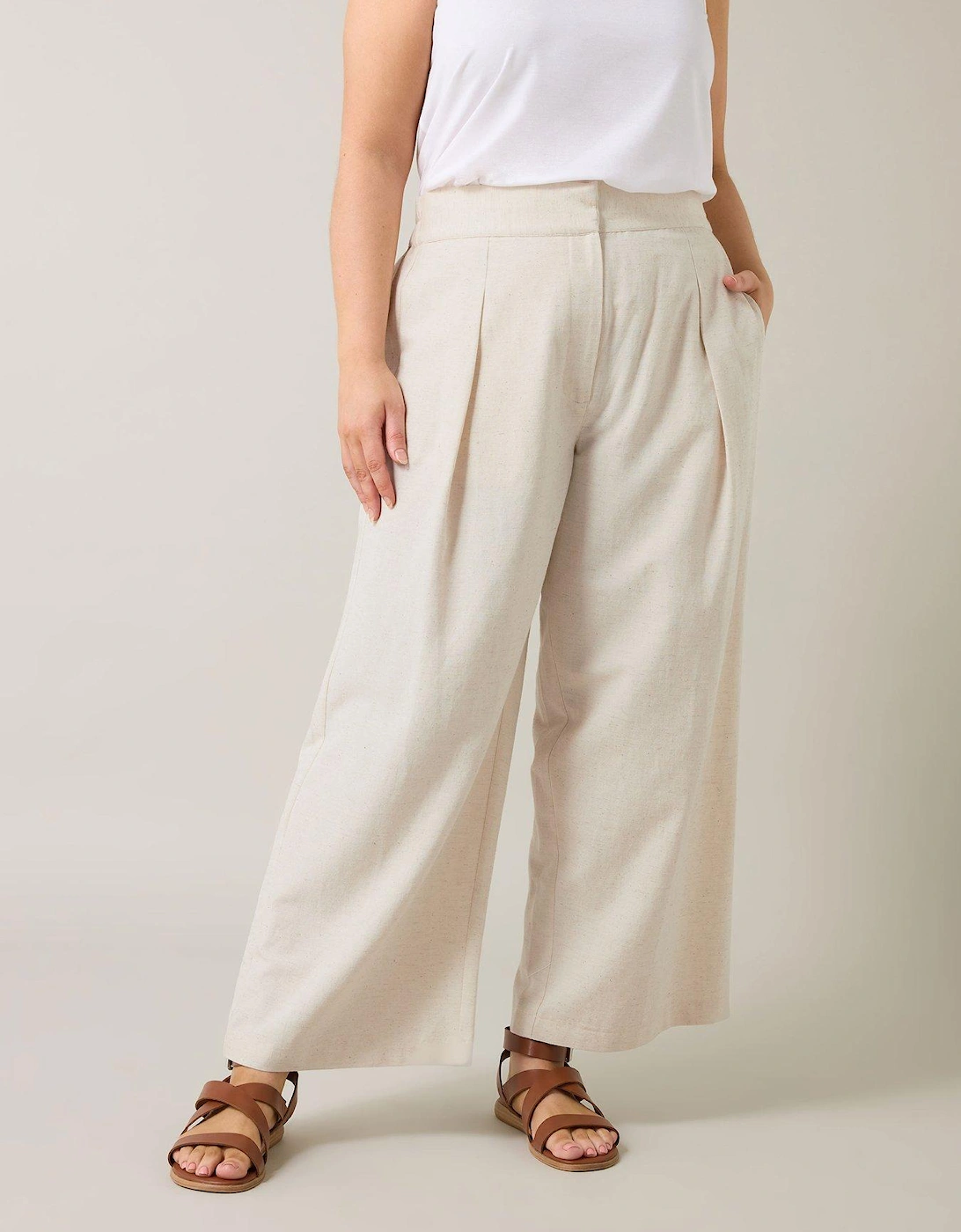 Linen Wide Leg Trousers - Natural, 2 of 1