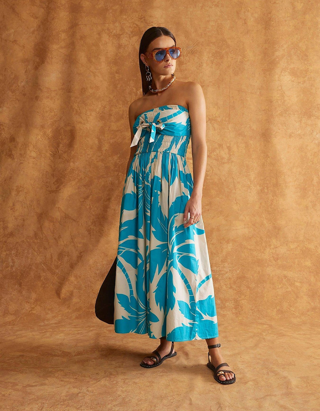 Off The Shoulder Poplin Midi Dress - Blue, 2 of 1