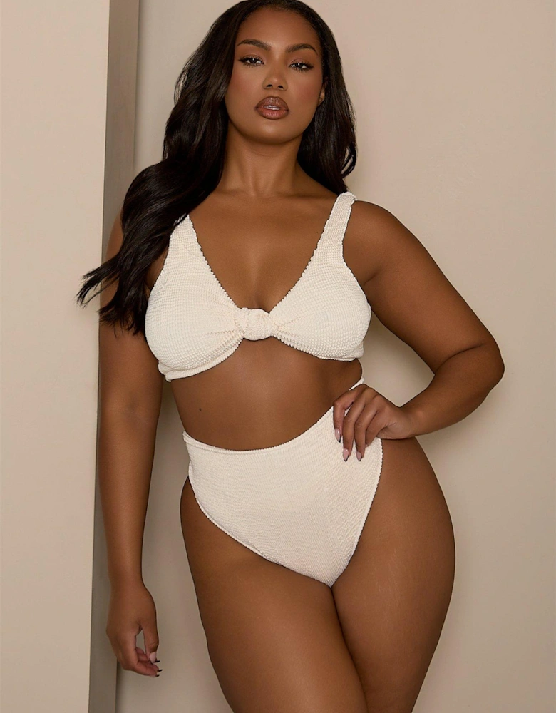 Curve Scrunch Knot Bikini Top In Coconut - Brown