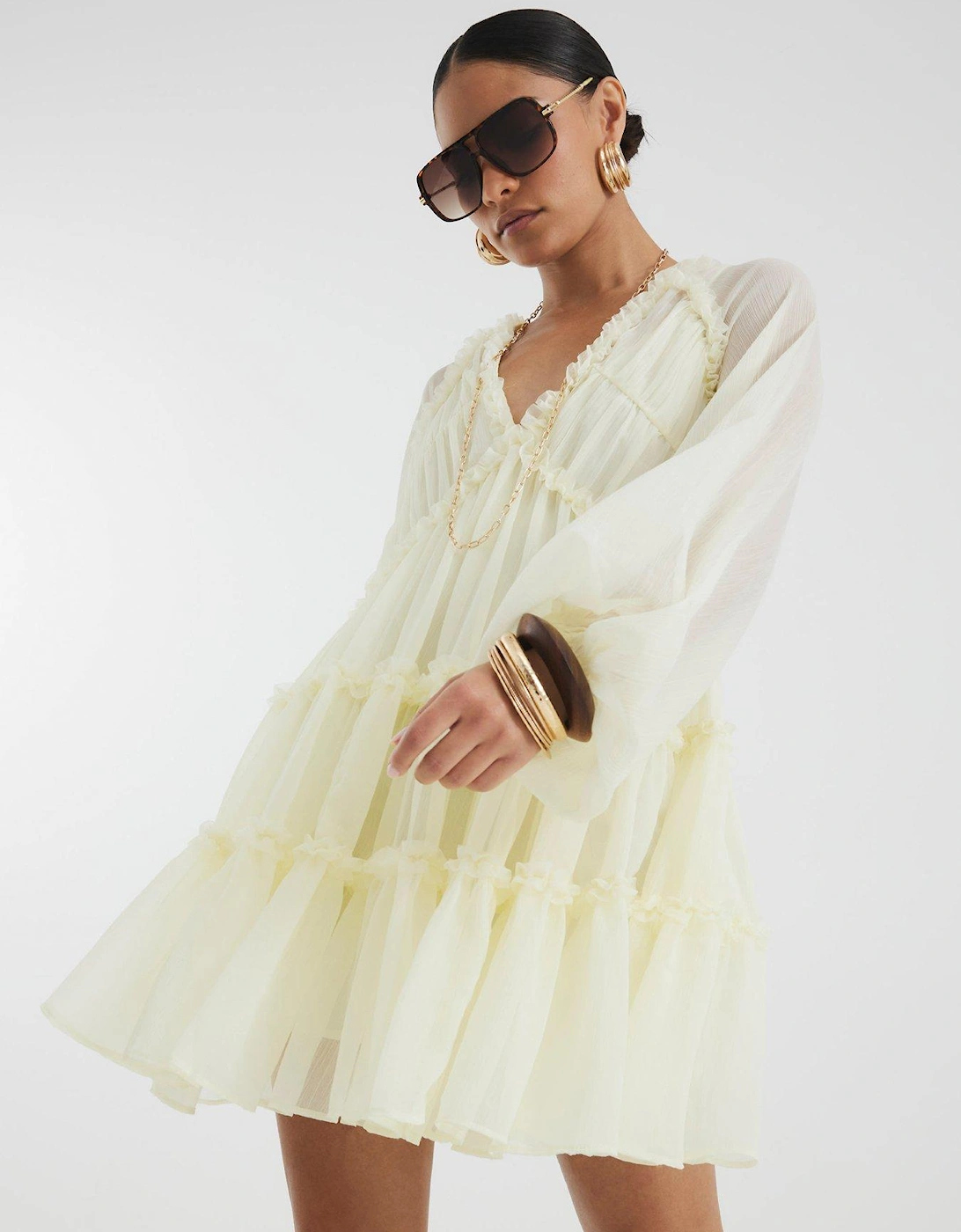Ruffle Smock Dress - Cream, 2 of 1