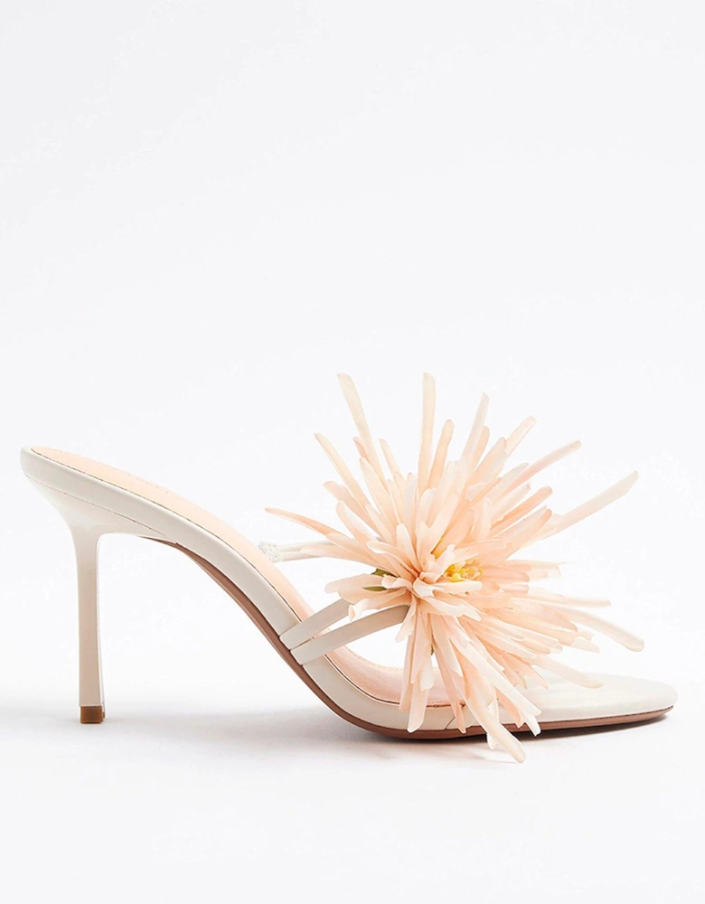 Flower Heeled Sandals - Light Pink