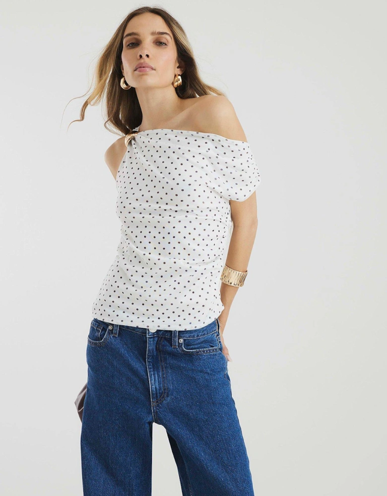 Mesh Sleeveless Polka Dot Mesh Top