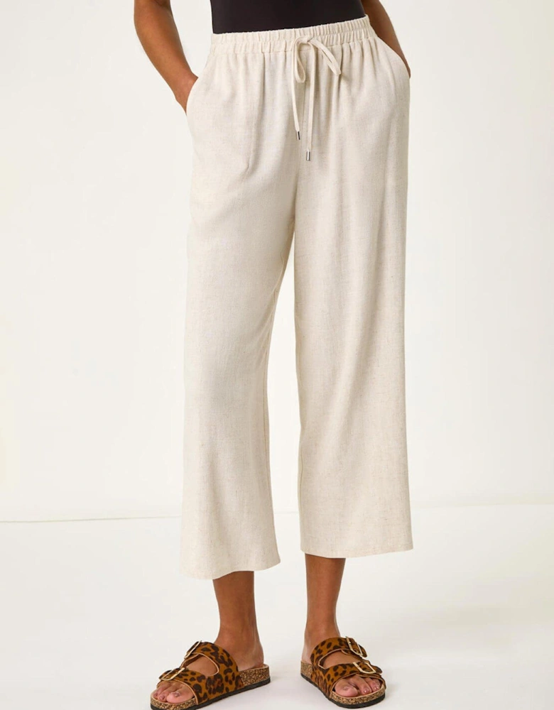 Cropped Linen Trouser - Tan