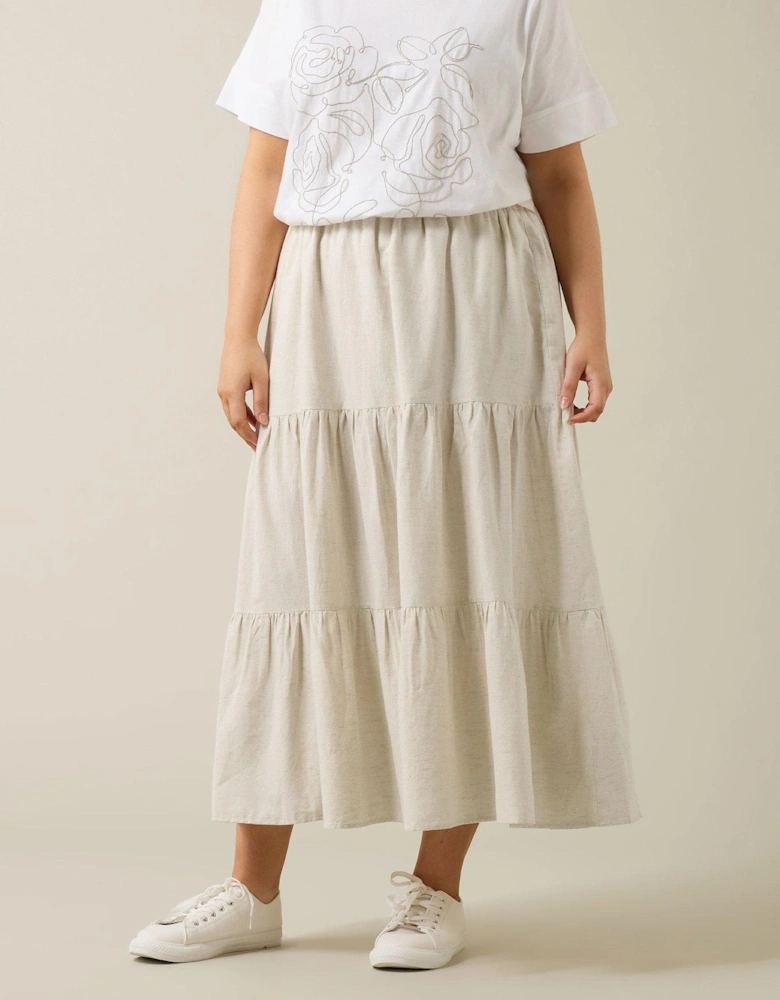 Linen Tiered Skirt - Natural