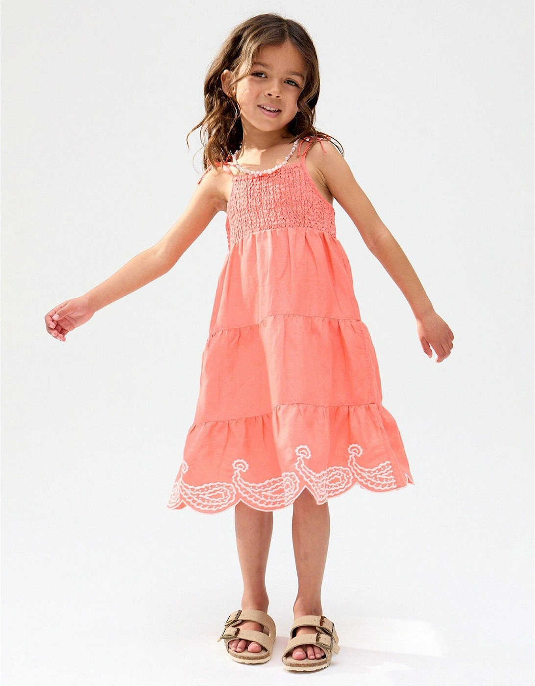 Girls Emma Embroidery Placement Dress - Pink, 2 of 1