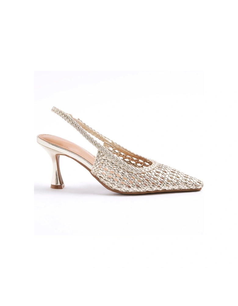 Woven Sling Back Court Shoes - Gold
