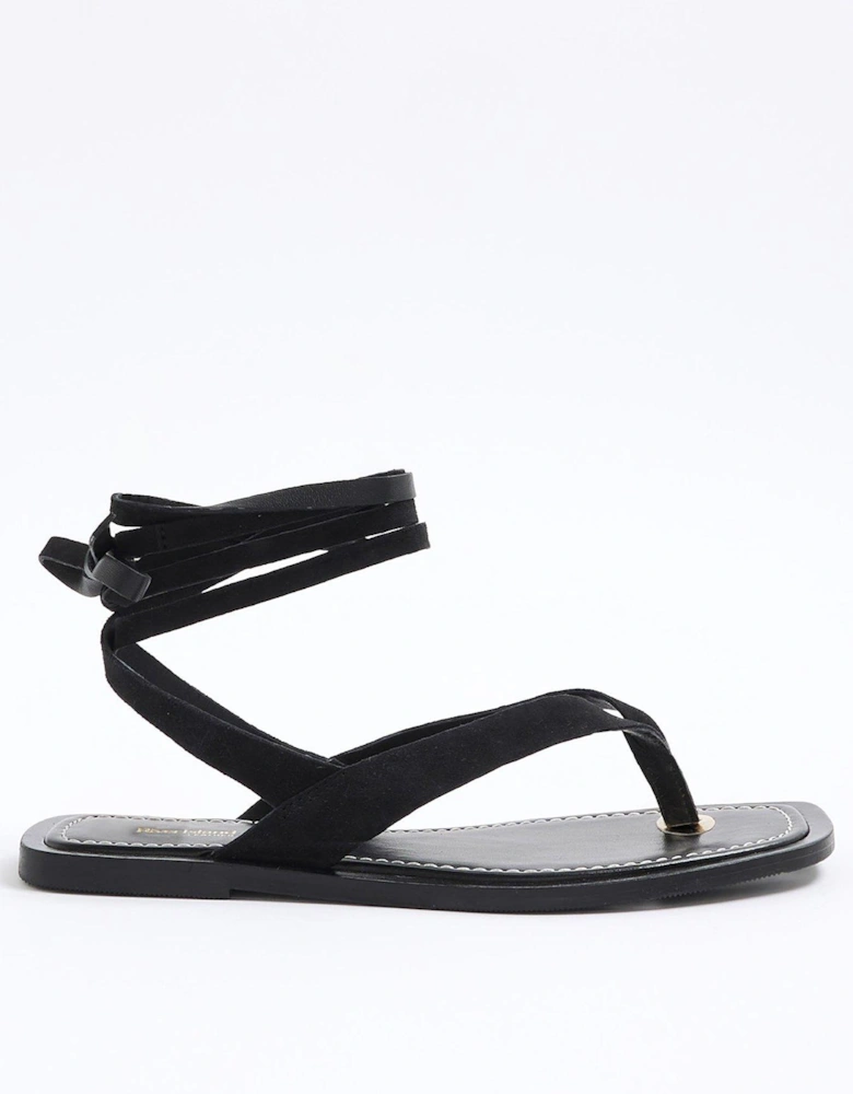 Leather Tie Up Flip Flop Sandals