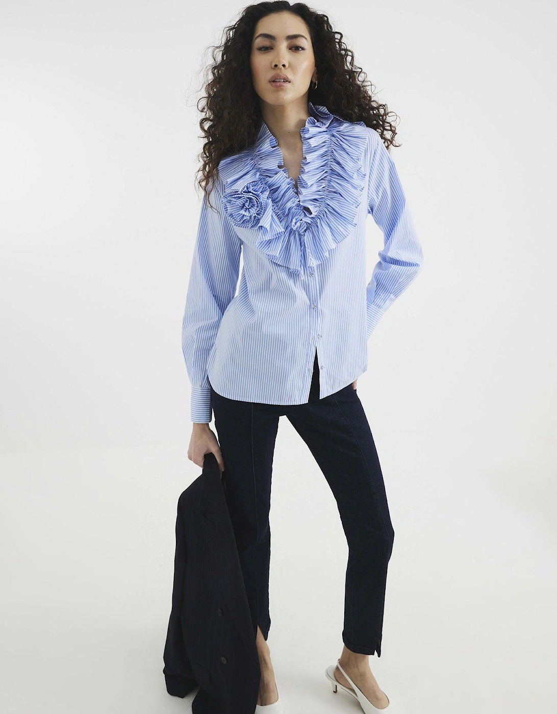 Stripe Long Sleeve Ruffle Shirt, 2 of 1