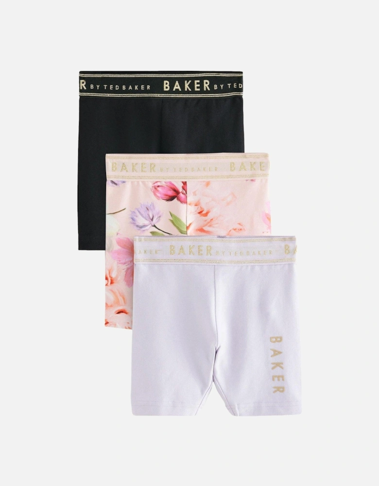 Girls 3 Pack Cycling Shorts - Multi