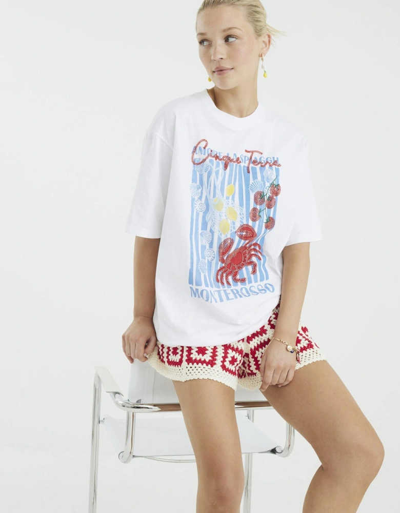 Short Sleeve Embellished Crab T-shirt