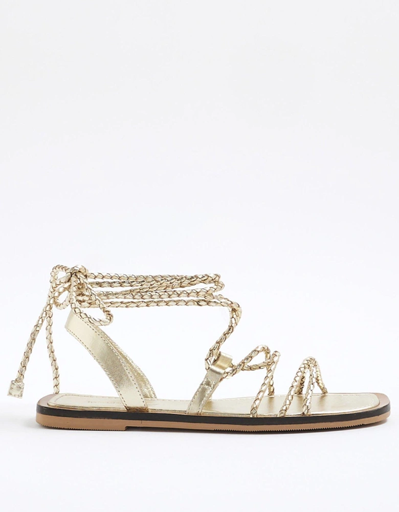 Leather Plaited Tie Up Gladiator Sandals