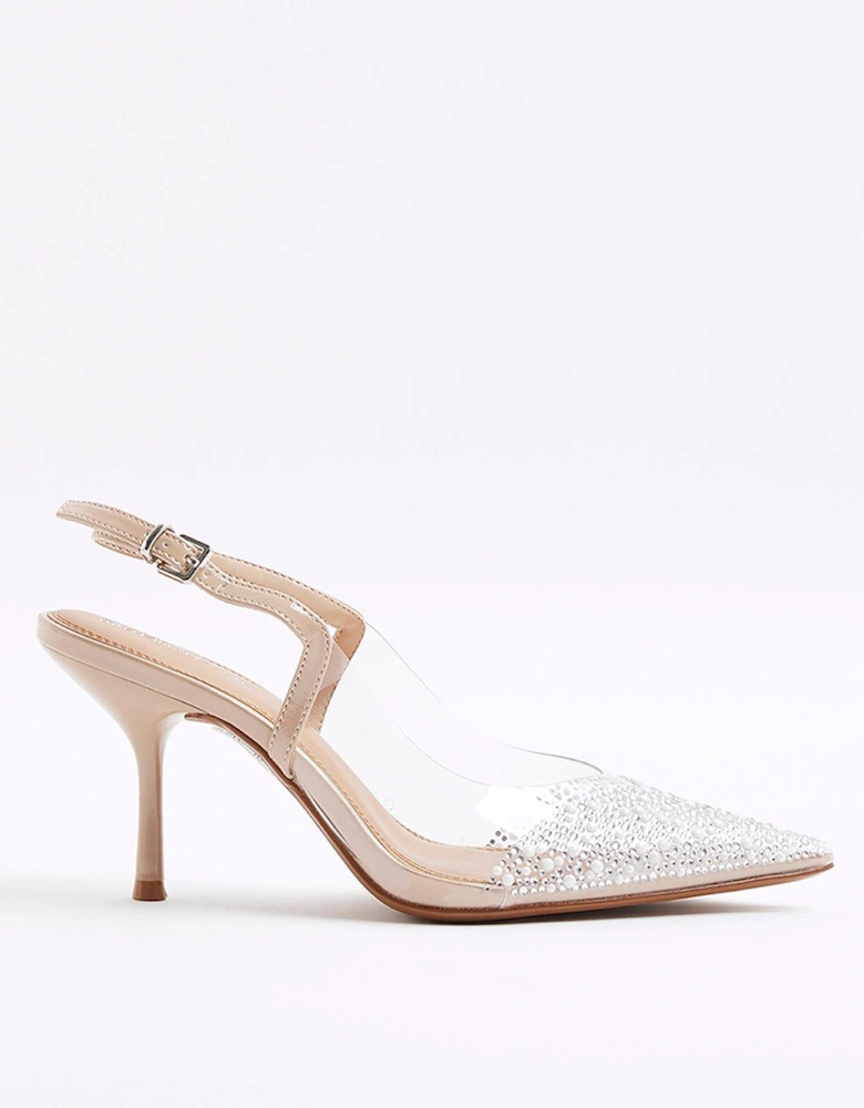 Perspex Pointed Court Shoes - Beige