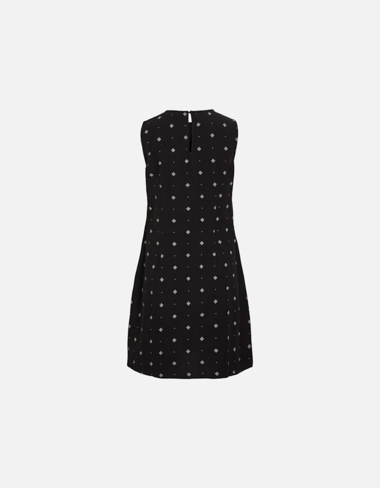 Prisilla Print O-neck Sleeveless Short Dress Black Beauty White