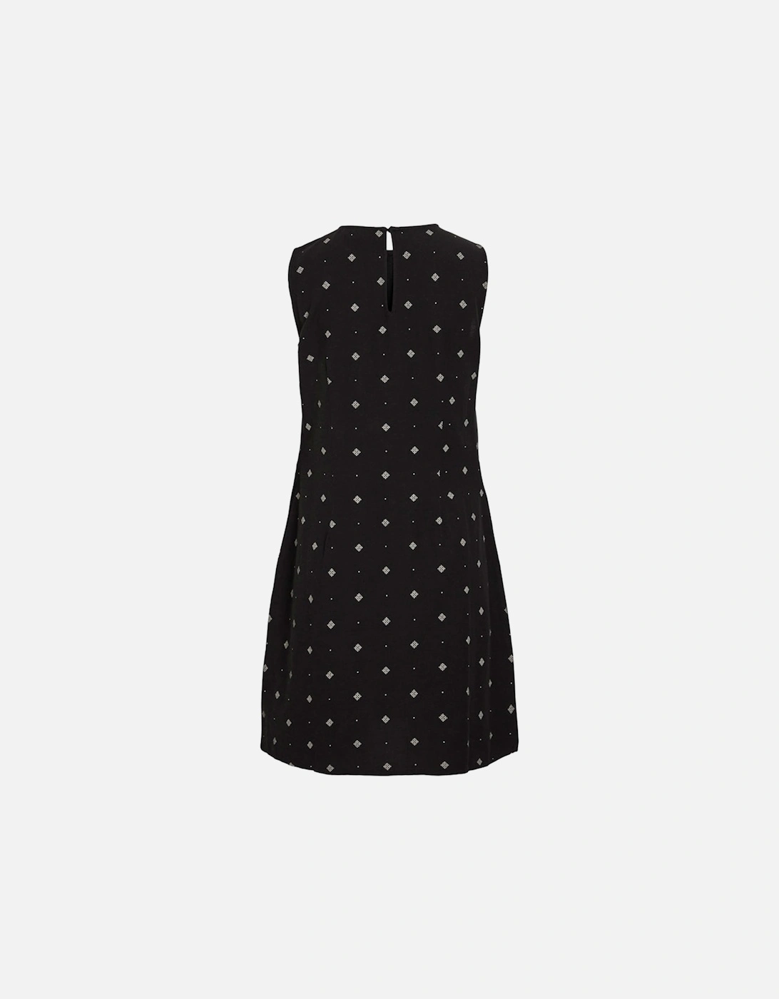 Prisilla Print O-neck Sleeveless Short Dress Black Beauty White