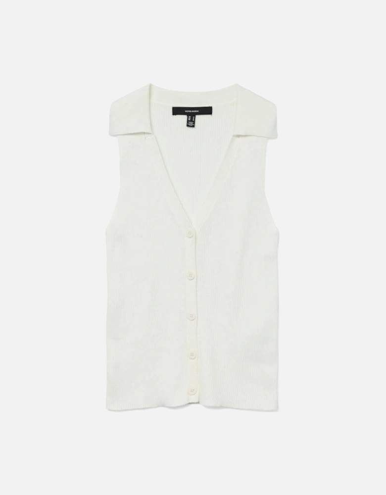 Willow Sleeveless V-neck Polo Top Snow White