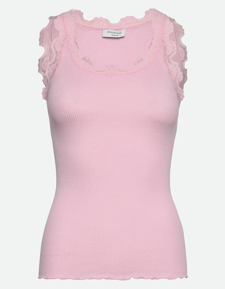 Babette silk and lace vest in pink a boo