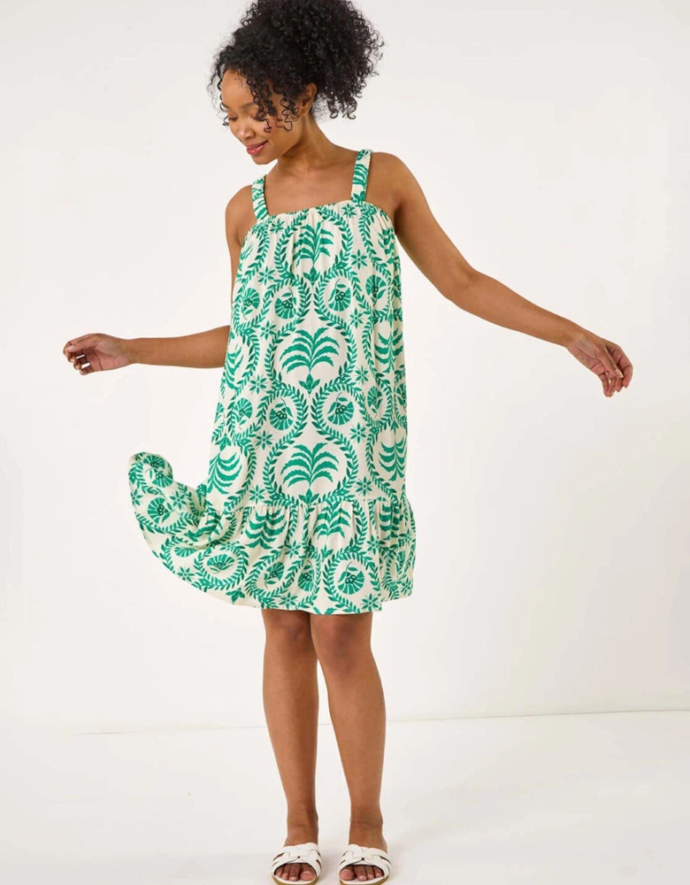 Petite Frill Hem Strappy Dress - Green