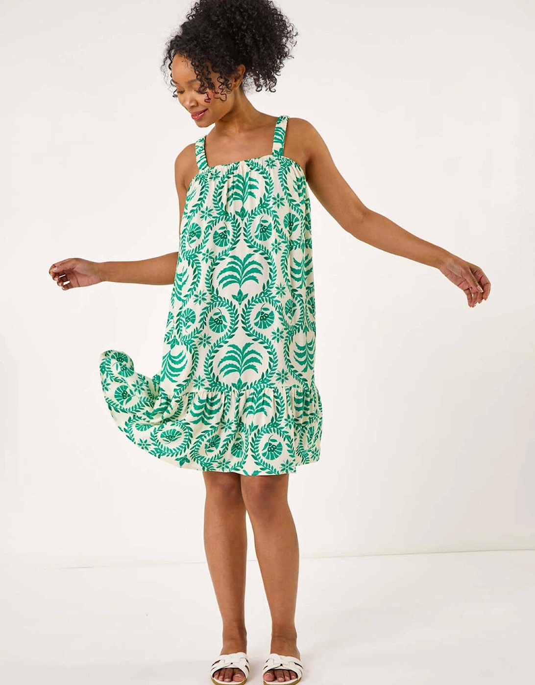 Petite Frill Hem Strappy Dress - Green, 2 of 1