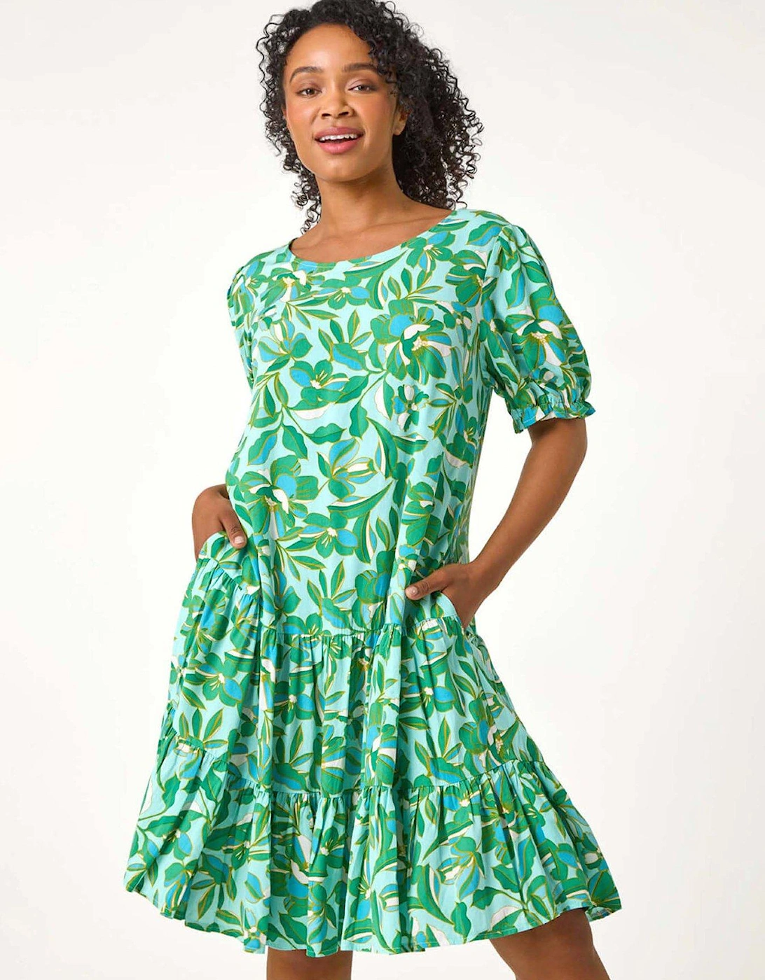 Petite Floral Tiered Smock Dress, 2 of 1
