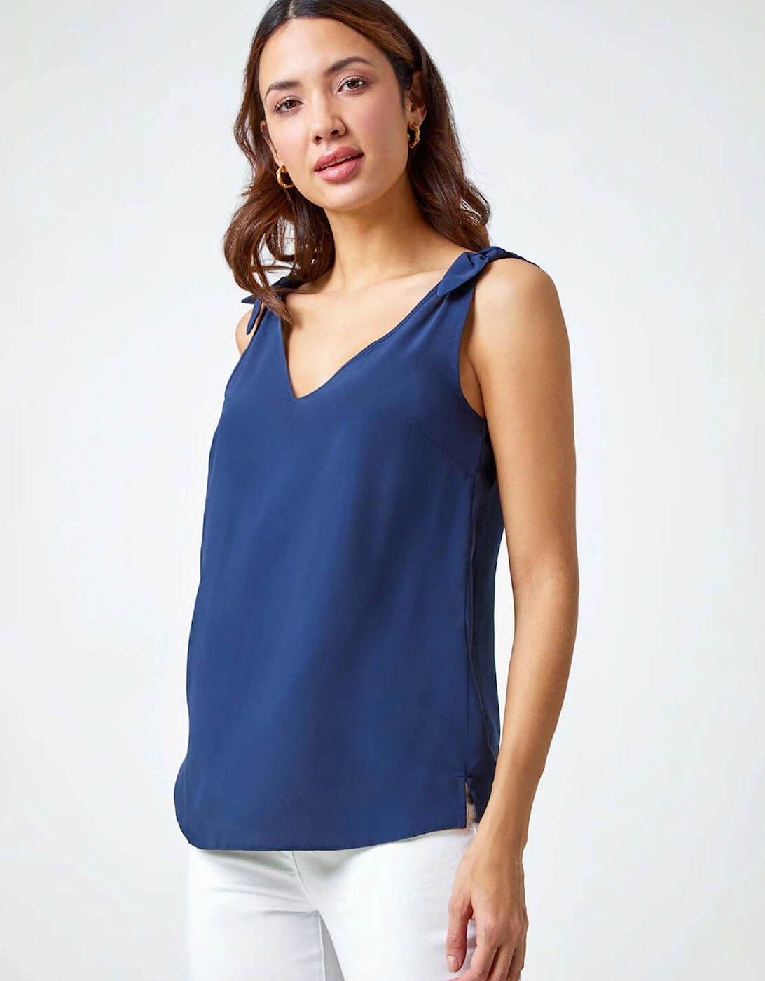 Tie Detail Strap V-neck Cami Top, 2 of 1