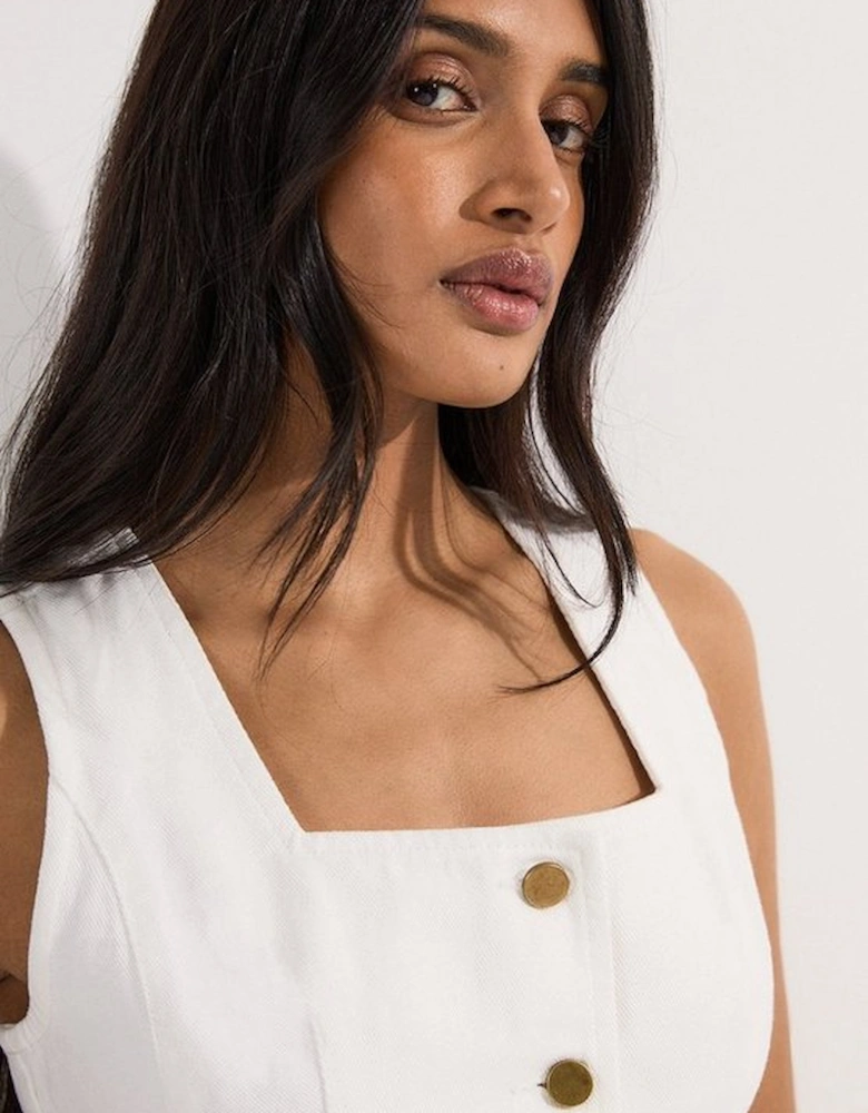 Denim Soft Wash Sleeveless Square Neck Top