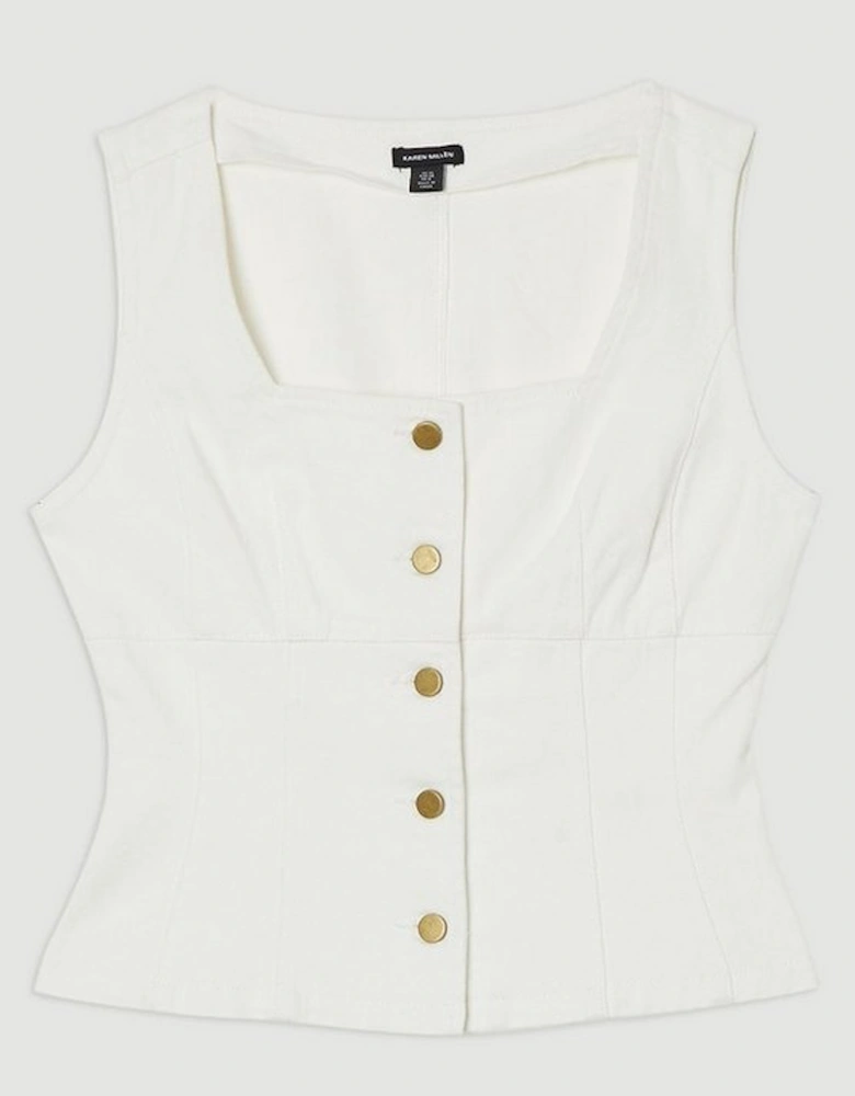 Denim Soft Wash Sleeveless Square Neck Top