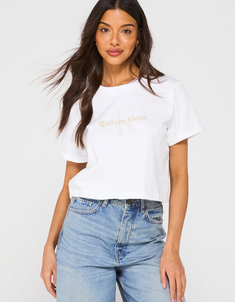 Monogram Logo Cropped T-shirt - White