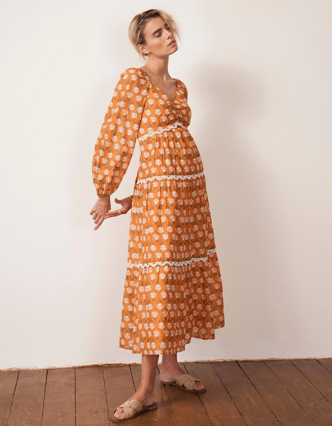 Floral Print Maxi Dress - Orange, 2 of 1