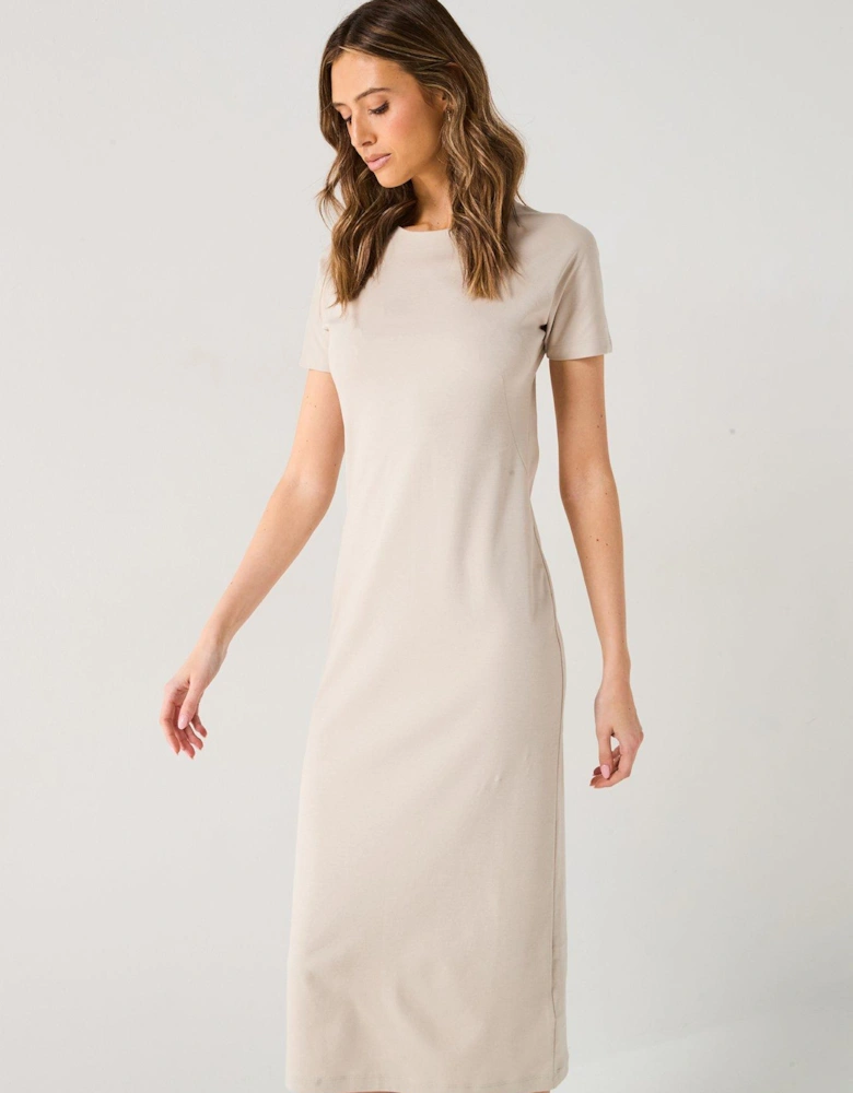 T-Shirt Midi Dress - Beige