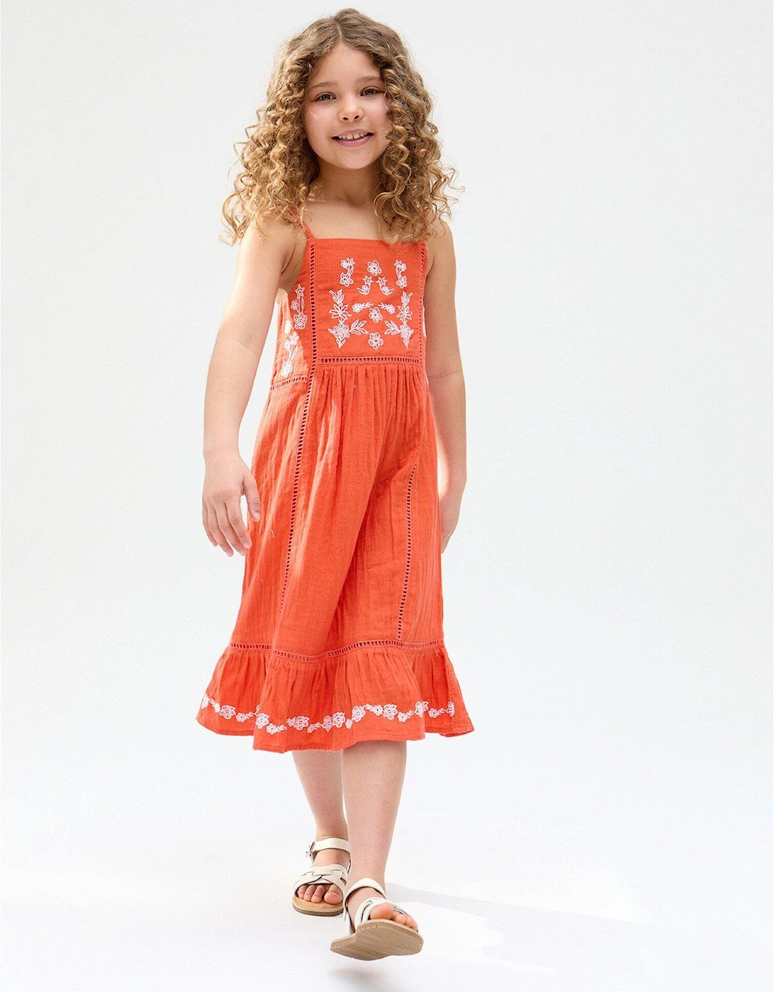 Elena Embroidery Placement Dress - Orange, 2 of 1
