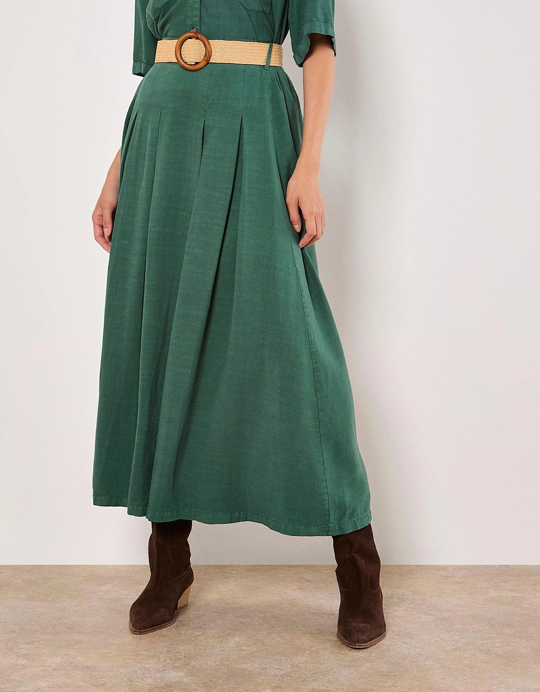 Boho Belted Midi Skirt - Green, 2 of 1