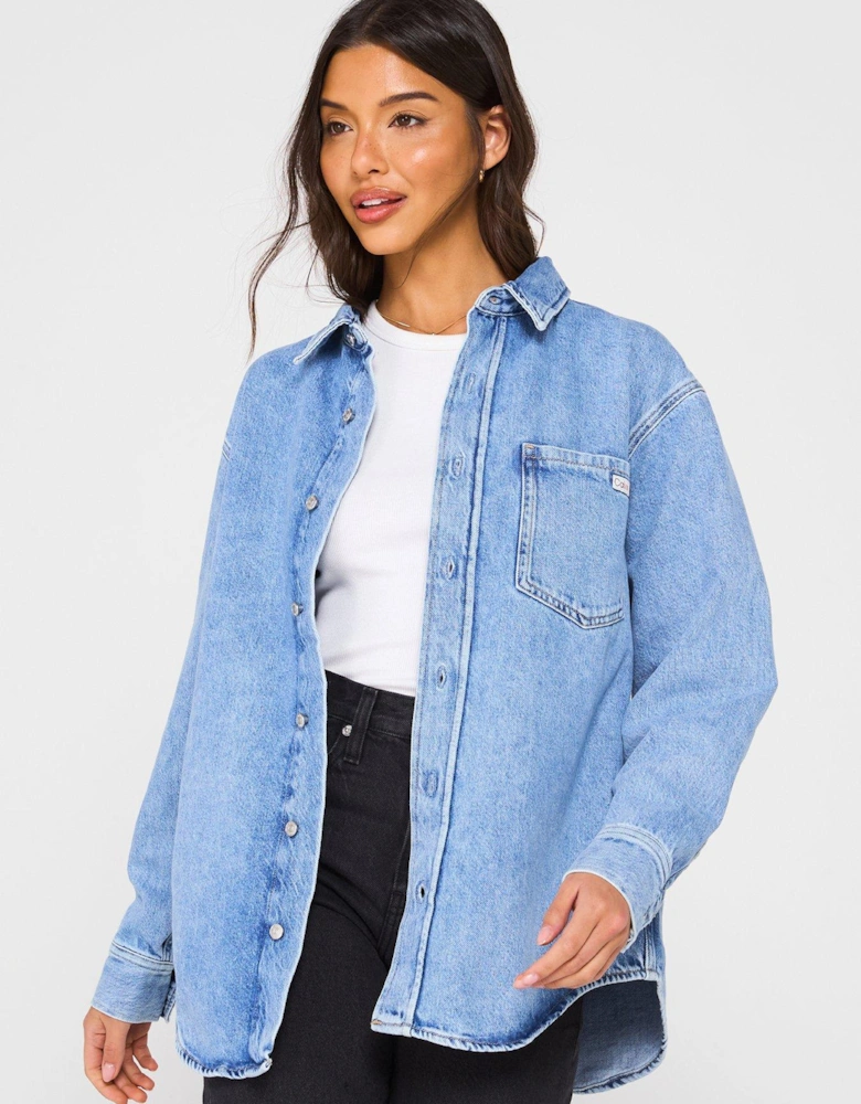 Oversized Denim Shirt - Blue